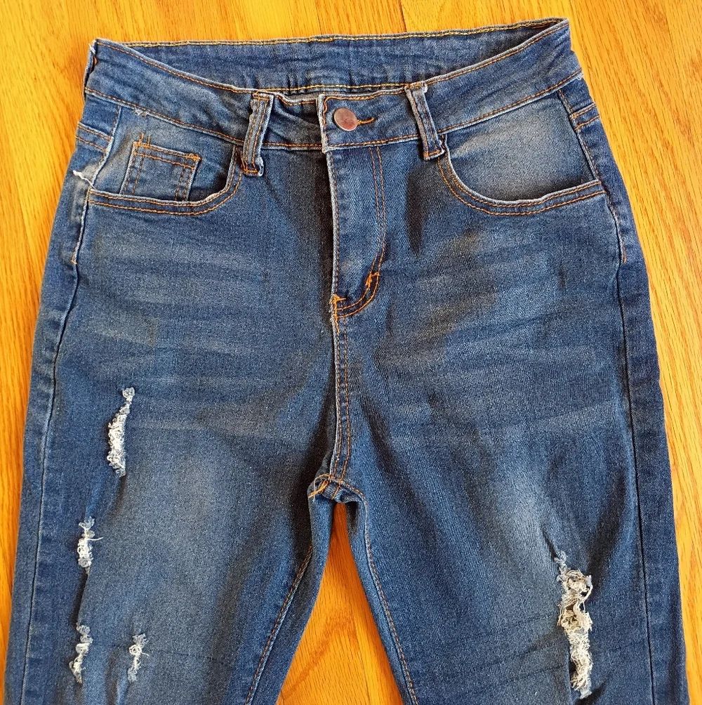 SHEIN SXY High Waist Ripped Raw Hem Flare Leg Jeans Size 21/Medium
